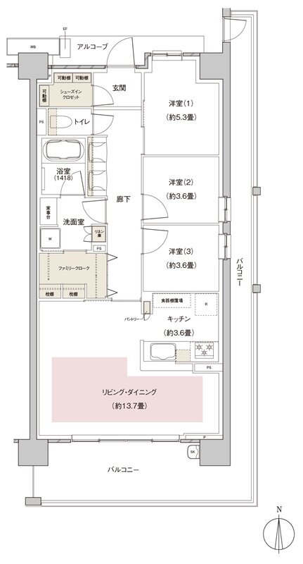 パークホームズ伊丹稲野ガーデンスクエア ステーションゲート 間取り 75Acタイプ