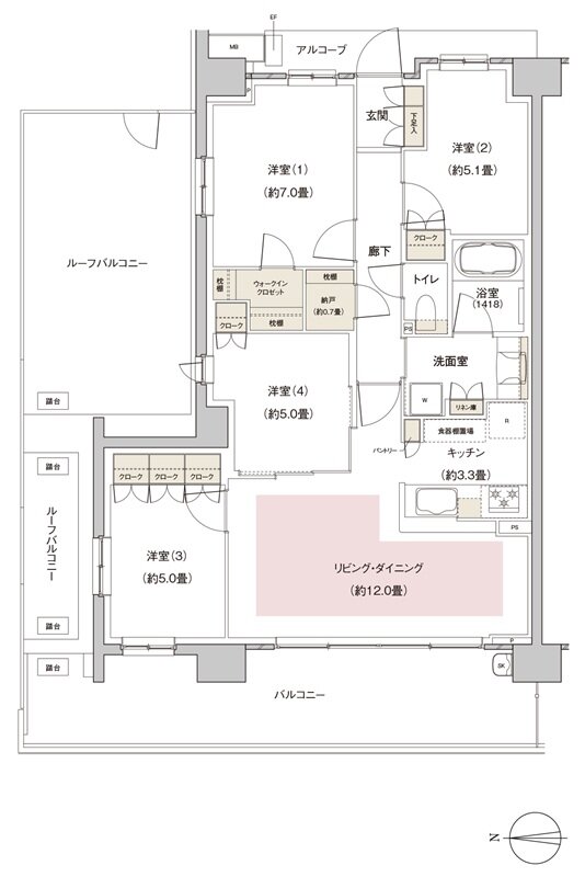 パークホームズ伊丹稲野ガーデンスクエア ステーションゲート 間取り 82Aarタイプ