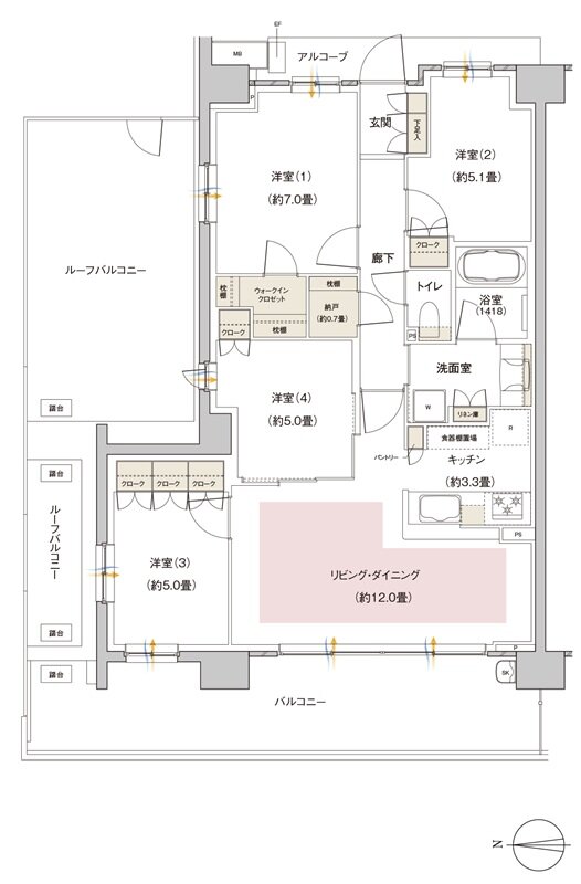 パークホームズ伊丹稲野ガーデンスクエア ステーションゲート 間取り 82Aarタイプ