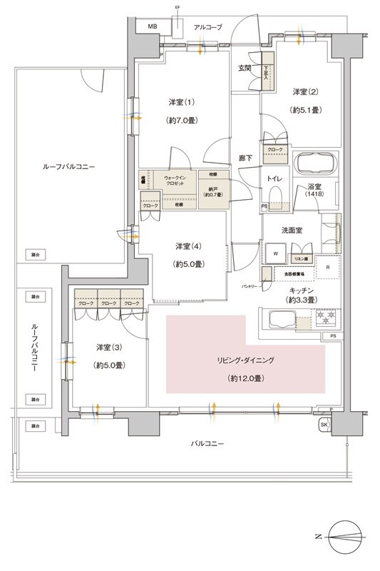 パークホームズ伊丹稲野ガーデンスクエア ステーションゲート 間取り 82Aarタイプ