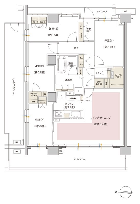 パークホームズ伊丹稲野ガーデンスクエア ステーションゲート 間取り 98Aarタイプ