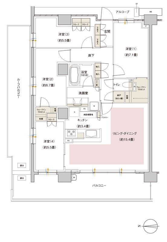 パークホームズ伊丹稲野ガーデンスクエア ステーションゲート 間取り 98Aarタイプ