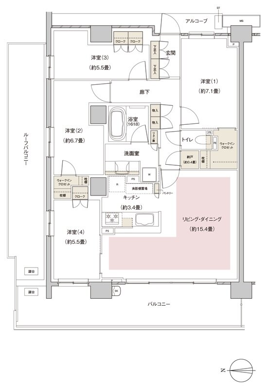 パークホームズ伊丹稲野ガーデンスクエア ステーションゲート 間取り 98Aarタイプ