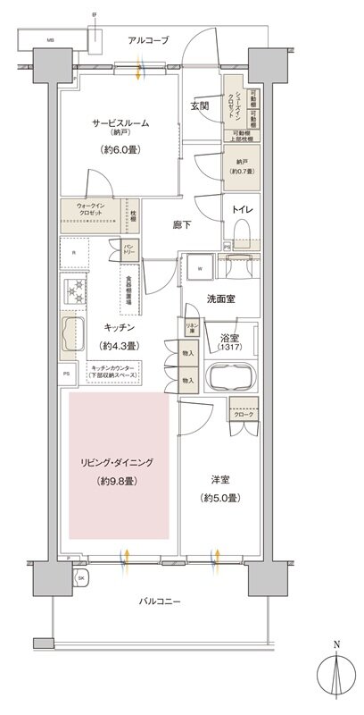 パークホームズ伊丹稲野ガーデンスクエア ステーションゲート 間取り 62Abタイプ