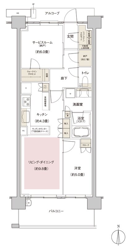パークホームズ伊丹稲野ガーデンスクエア ステーションゲート 間取り 62Abタイプ