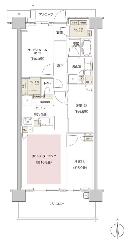 パークホームズ伊丹稲野ガーデンスクエア ステーションゲート 間取り 66Bbタイプ