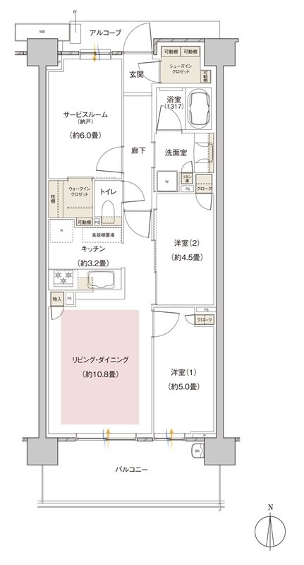 パークホームズ伊丹稲野ガーデンスクエア ステーションゲート 間取り 66Bbタイプ