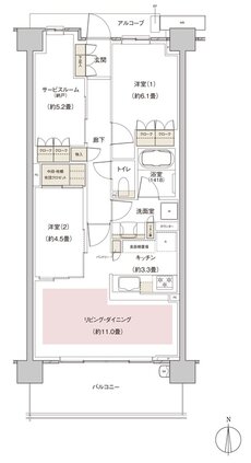 パークホームズ伊丹稲野ガーデンスクエア ステーションゲート 間取り 69Abタイプ