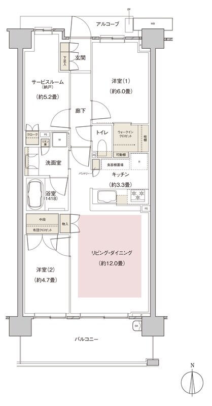 パークホームズ伊丹稲野ガーデンスクエア ステーションゲート 間取り 69Ccタイプ