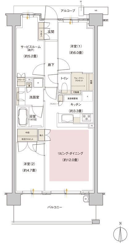 パークホームズ伊丹稲野ガーデンスクエア ステーションゲート 間取り 69Ccタイプ