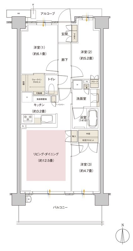 パークホームズ伊丹稲野ガーデンスクエア ステーションゲート 間取り 70Ccタイプ