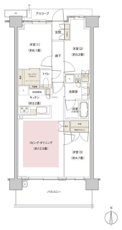 パークホームズ伊丹稲野ガーデンスクエア ステーションゲート 間取り 70Ccタイプ
