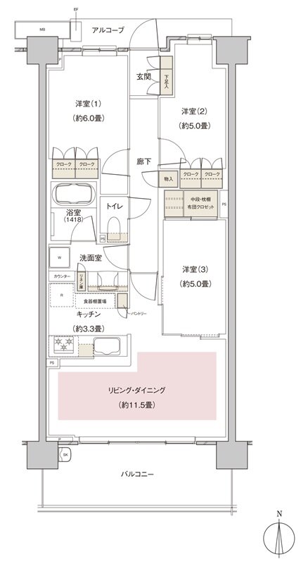 パークホームズ伊丹稲野ガーデンスクエア ステーションゲート 間取り 70Acタイプ