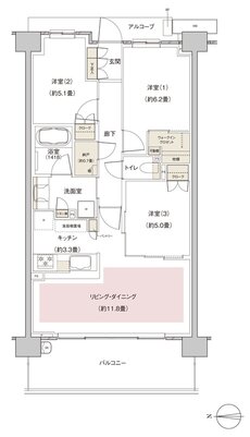 パークホームズ伊丹稲野ガーデンスクエア ステーションゲート 間取り 71Aaタイプ