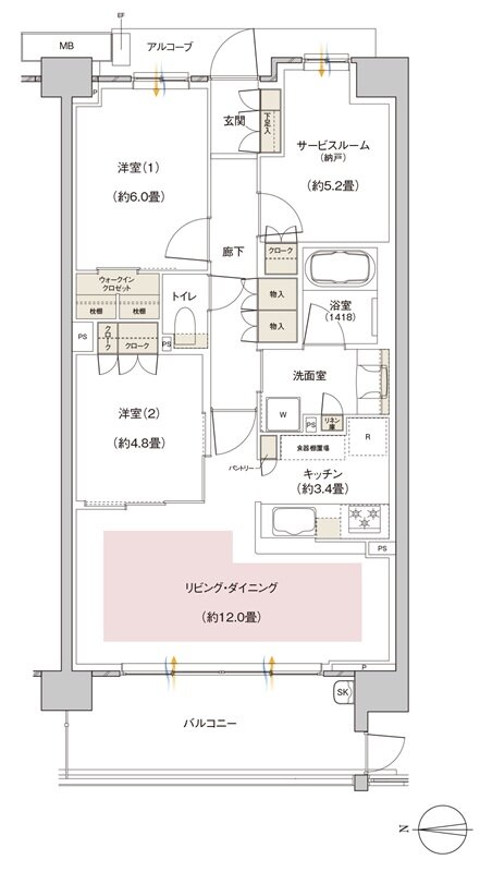 パークホームズ伊丹稲野ガーデンスクエア ステーションゲート 間取り 71Baタイプ
