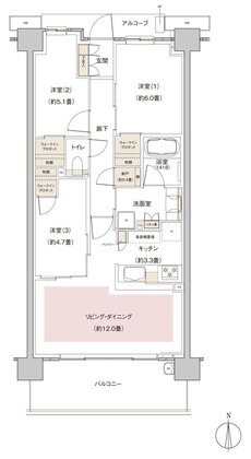 パークホームズ伊丹稲野ガーデンスクエア ステーションゲート 間取り 71Acタイプ