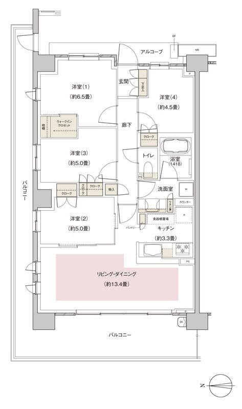 パークホームズ伊丹稲野ガーデンスクエア ステーションゲート 間取り 81Aaタイプ