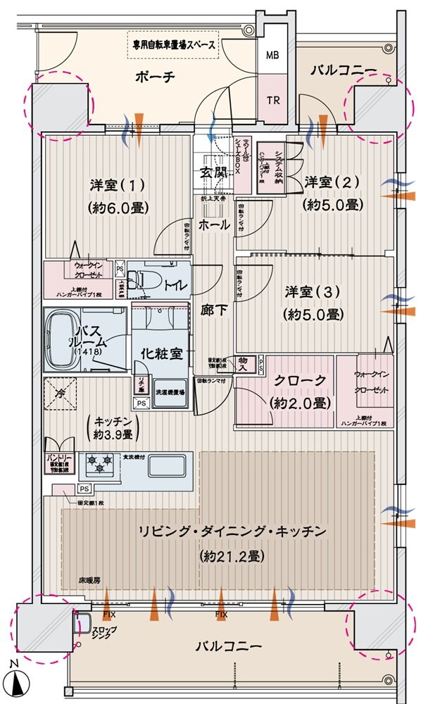 モアグレース一宮アリーナ 間取り C type