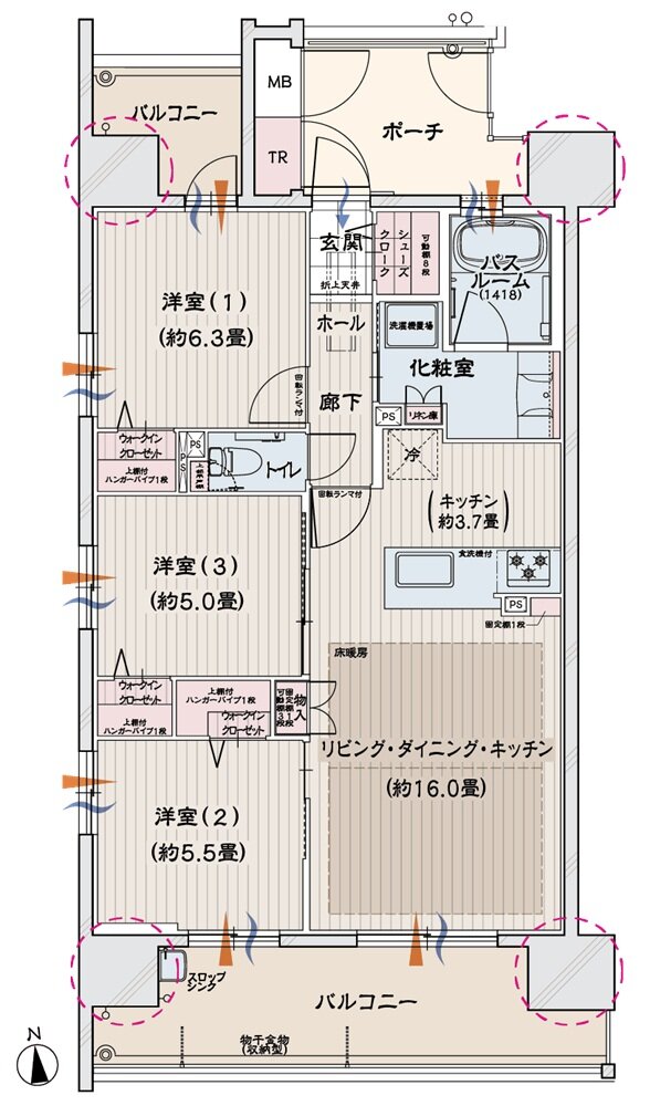 モアグレース一宮アリーナ 間取り A type