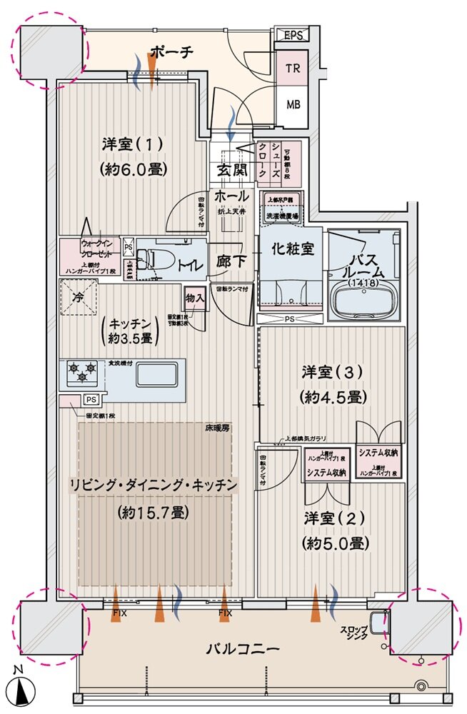 モアグレース一宮アリーナ 間取り B type