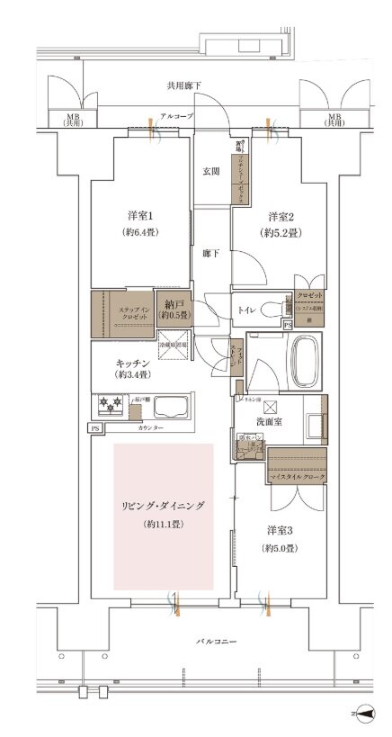 大阪市内最大級Osaka Metro谷町線駅1分x総483戸駅前開発プロジェクト 間取り AB type(North 街区)