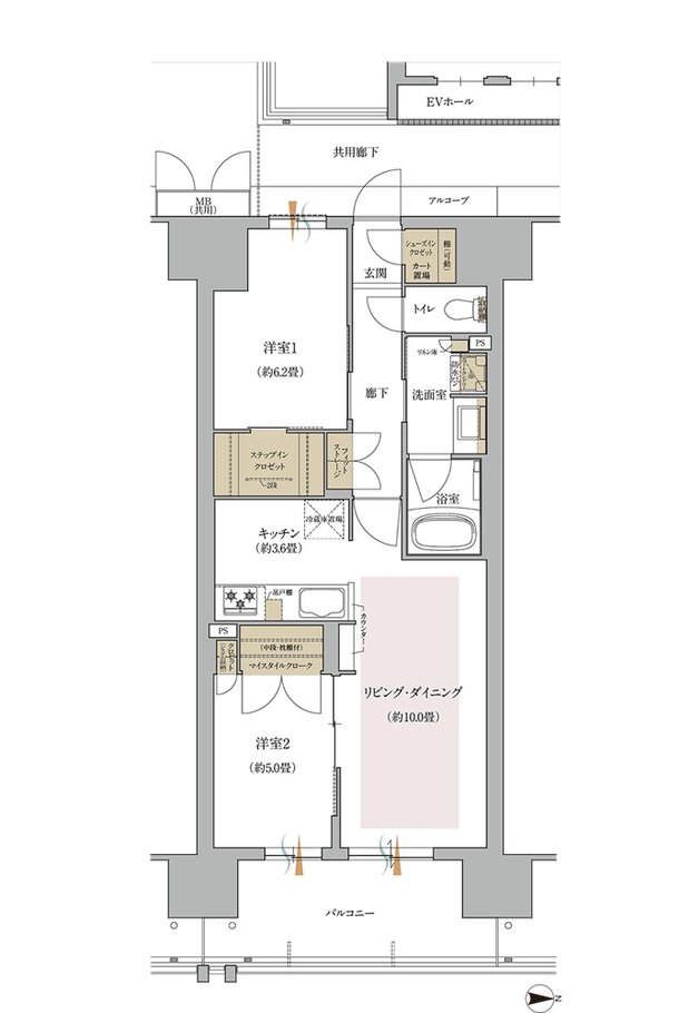 大阪市内最大級Osaka Metro谷町線駅1分ｘ総483戸駅前開発プロジェクト 間取り CB type（North 街区）