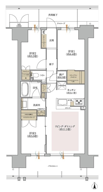 ローレルスクエア出戸ザ・ランドマークス 間取り BB type(North 街区)