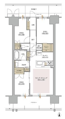 ローレルスクエア出戸ザ・ランドマークス （ノース・サウス） 間取り BB type（North 街区）