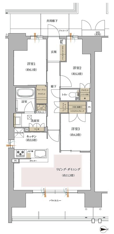 ローレルスクエア出戸ザ・ランドマークス 間取り CA type(North 街区)