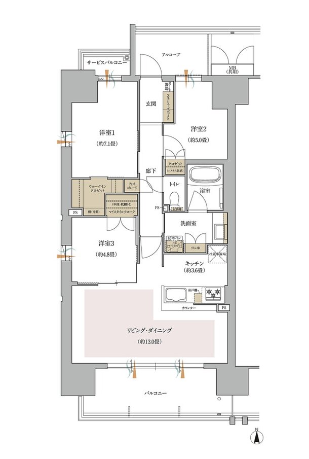ローレルスクエア出戸ザ・ランドマークス 間取り BA type（North 街区）