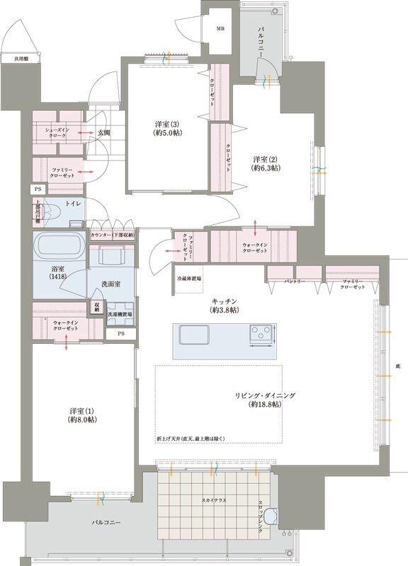 ロイヤルガーデン吉野本町 ザ・レジデンス 間取り 96-H TYPE