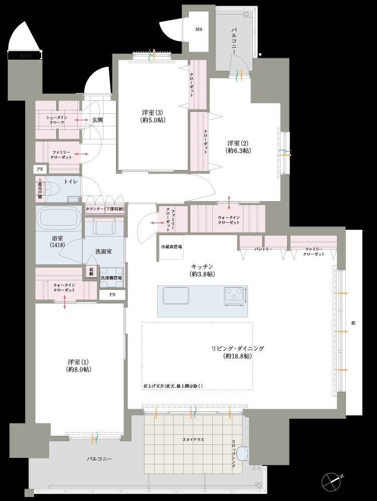 ロイヤルガーデン吉野本町 ザ・レジデンス 間取り 96-H TYPE