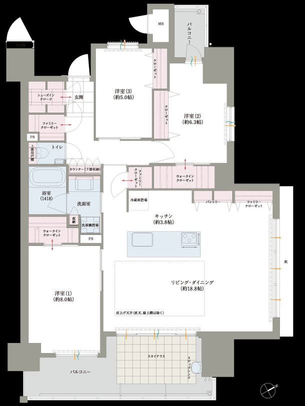 ロイヤルガーデン吉野本町 ザ・レジデンス 間取り 96-H TYPE