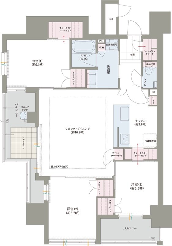ロイヤルガーデン吉野本町 ザ・レジデンス 間取り 88-B TYPE