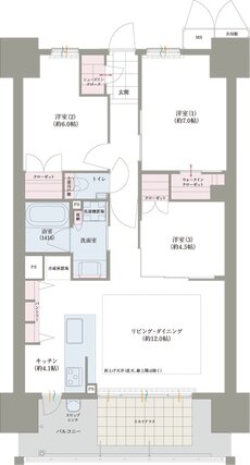 ロイヤルガーデン吉野本町 ザ・レジデンス 間取り 74-E TYPE