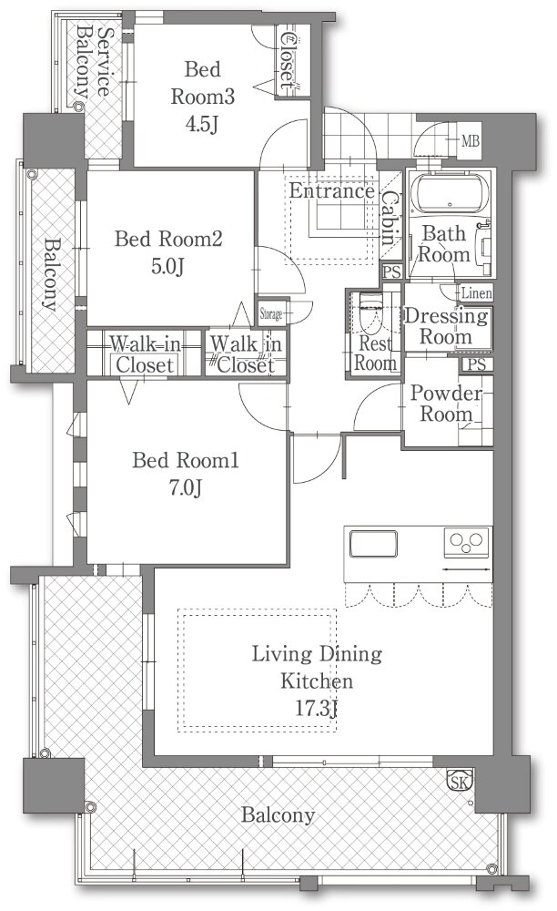 サングレート博多エクセラス 間取り A TYPE