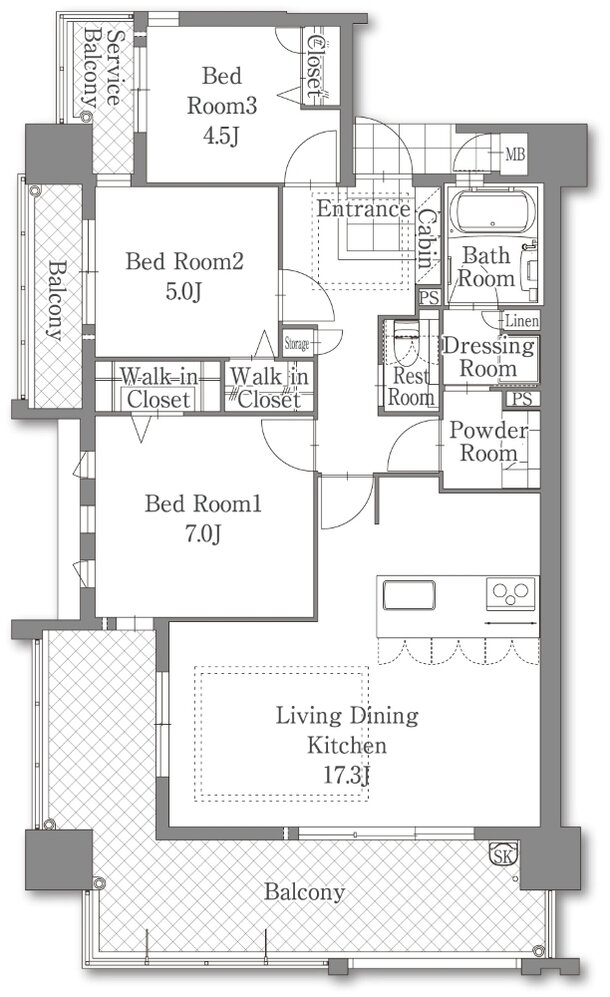 サングレート博多エクセラス 間取り A TYPE