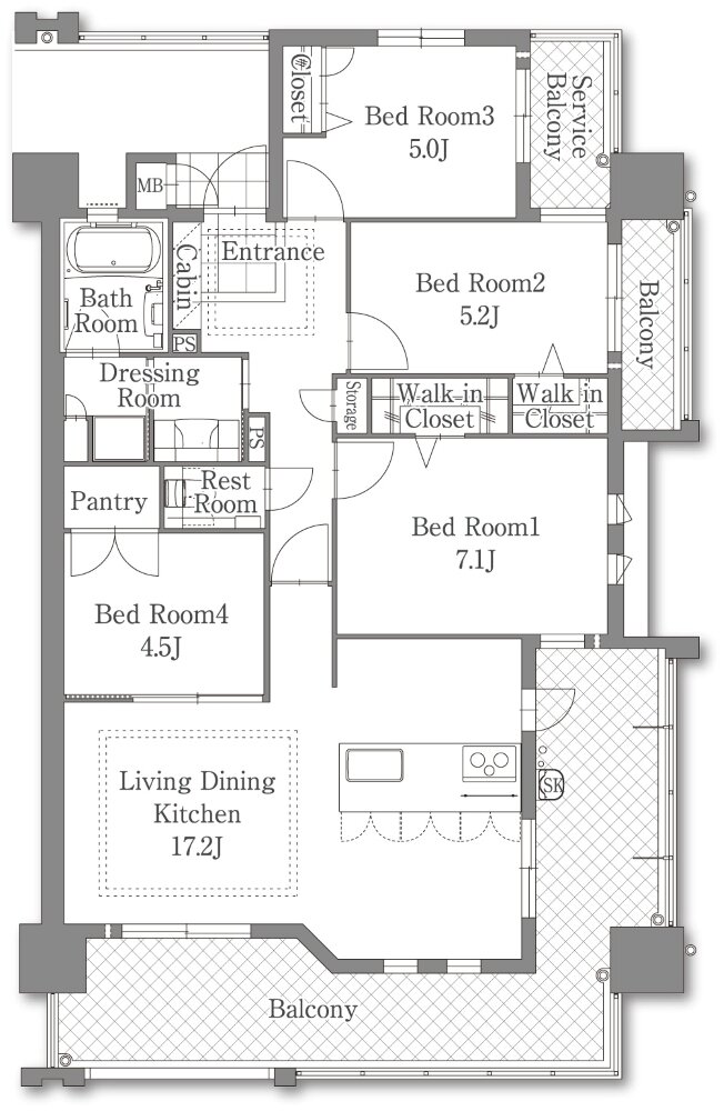サングレート博多エクセラス 間取り D TYPE