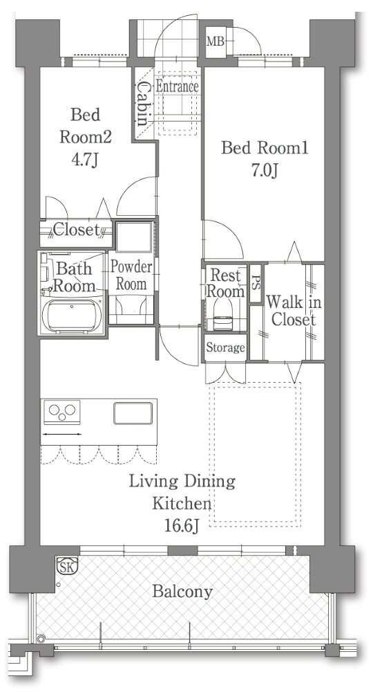 サングレート博多エクセラス 間取り B1 TYPE