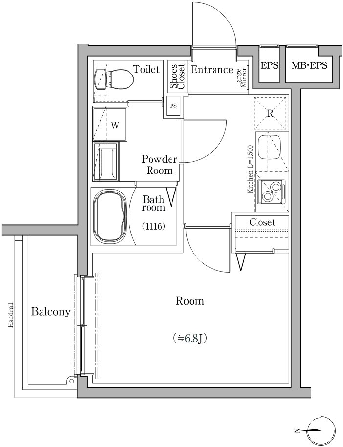 スカイコートソレア新丸子 間取り B1/B1g type