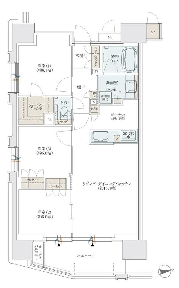リバーガーデン都島 間取り A1 type