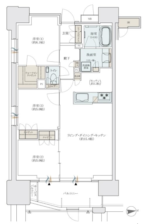 リバーガーデン都島 間取り A2 type