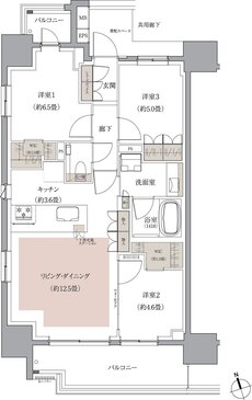 ザ・パークハウス 船橋レジデンス 間取り F TYPE