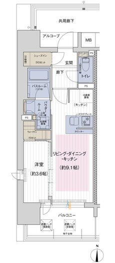 谷町線 W PROJECT 間取り Aタイプ（グランドウエスト）