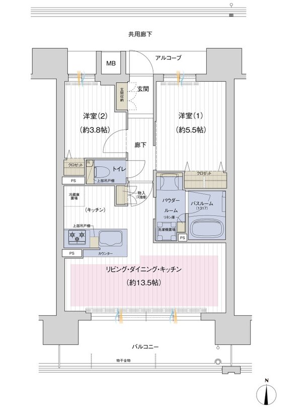谷町線 W PROJECT 間取り Eタイプ（グランドウエスト）