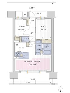 谷町線 W PROJECT 間取り Eタイプ（グランドウエスト）