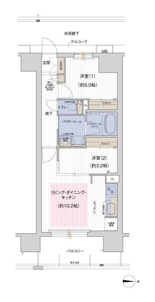 谷町線 W PROJECT 間取り Bタイプ（ミッドテラス）