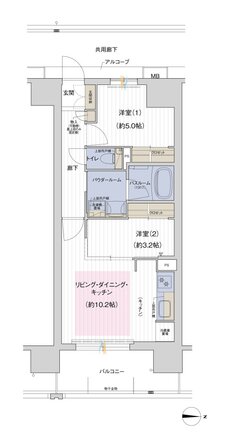 谷町線 W PROJECT 間取り Bタイプ（ミッドテラス）