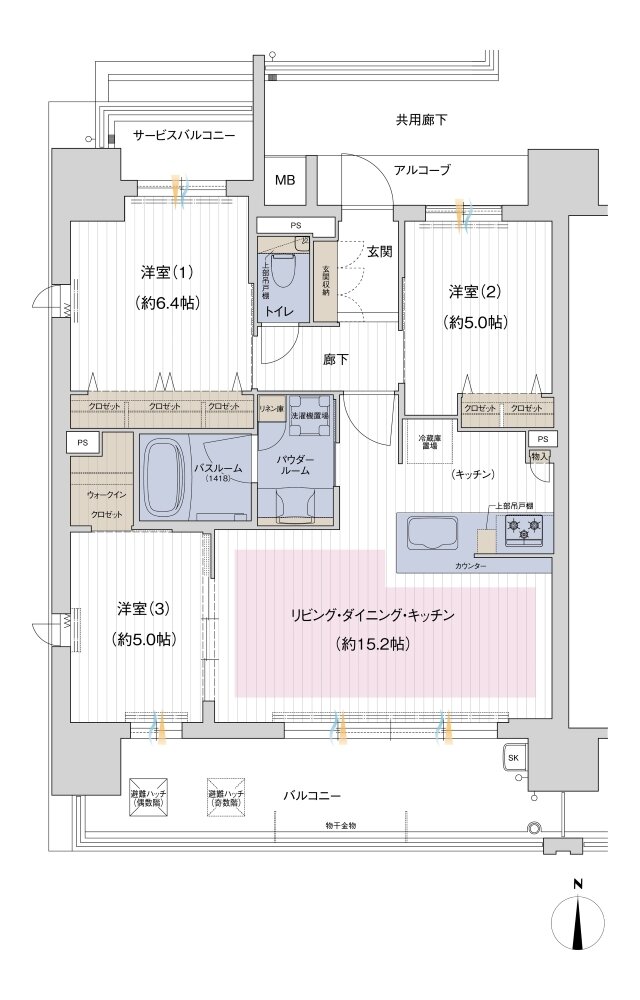 谷町線 W PROJECT 間取り Jタイプ（グランドウエスト）