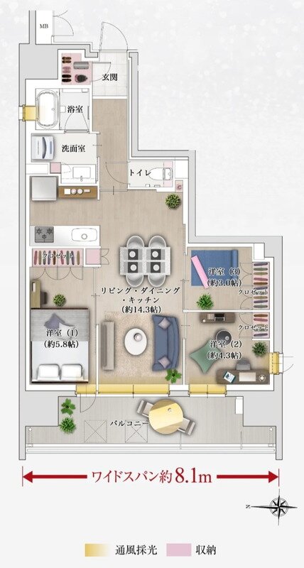 ソルティア天王寺舟橋ステーションゲート 間取り Cタイプ